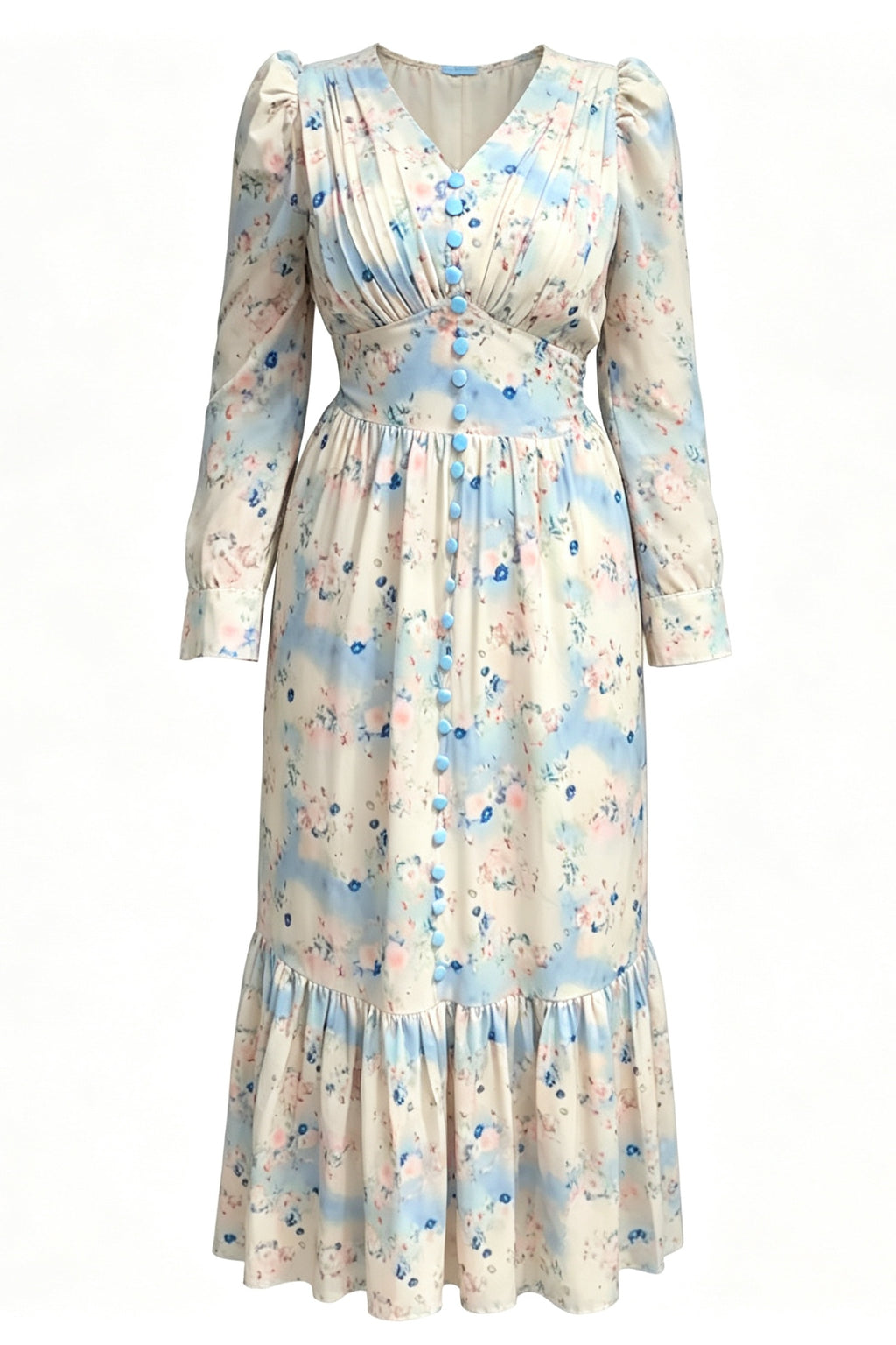 Iris V Neck Ruched Floral Midi