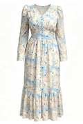 Iris V Neck Ruched Floral Midi