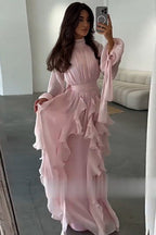 Elegant Slim-Fit Maxi Dress-Pink