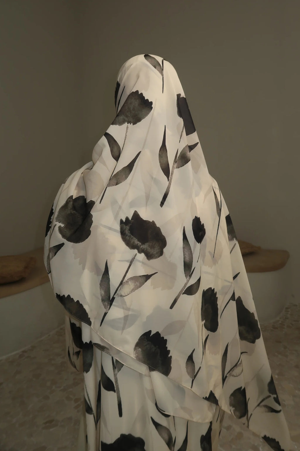 Watercolor Floral Print Abaya & Matching Hijab Set