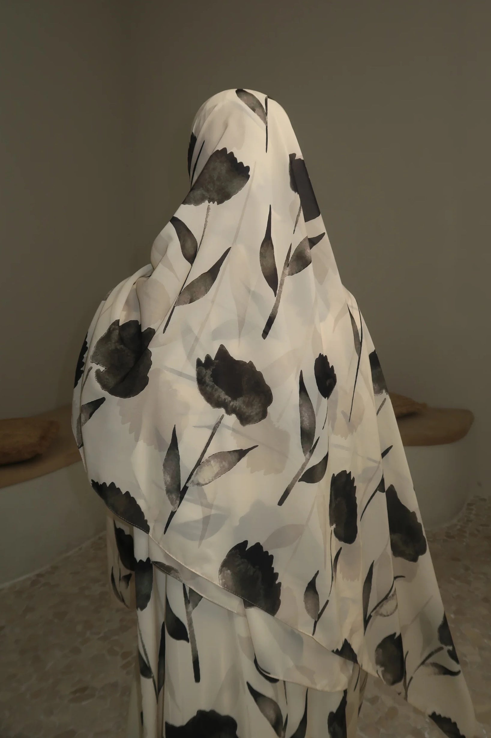 Watercolor Floral Print Abaya & Matching Hijab Set