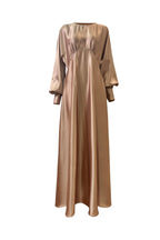 Luminous Satin Ruched-Bust Maxi Dress-Gold