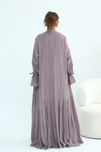 Rahma Tiered Flare Cuff Open Abaya-Purple