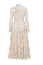 Polka Dot Mock-Neck Midi Dress-Apricot