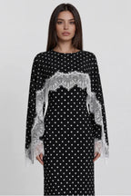 Salma Polka Dot Lace Cape Sleeve Maxi Dress