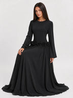 Amaya Flowerfall Gown -Black
