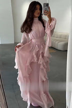 Elegant Slim-Fit Maxi Dress-Pink