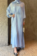 Sara Rhinestone Cuff Two-Piece Abaya-Blue