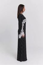 Salma Polka Dot Lace Cape Sleeve Maxi Dress