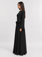 Amaya Flowerfall Gown -Black
