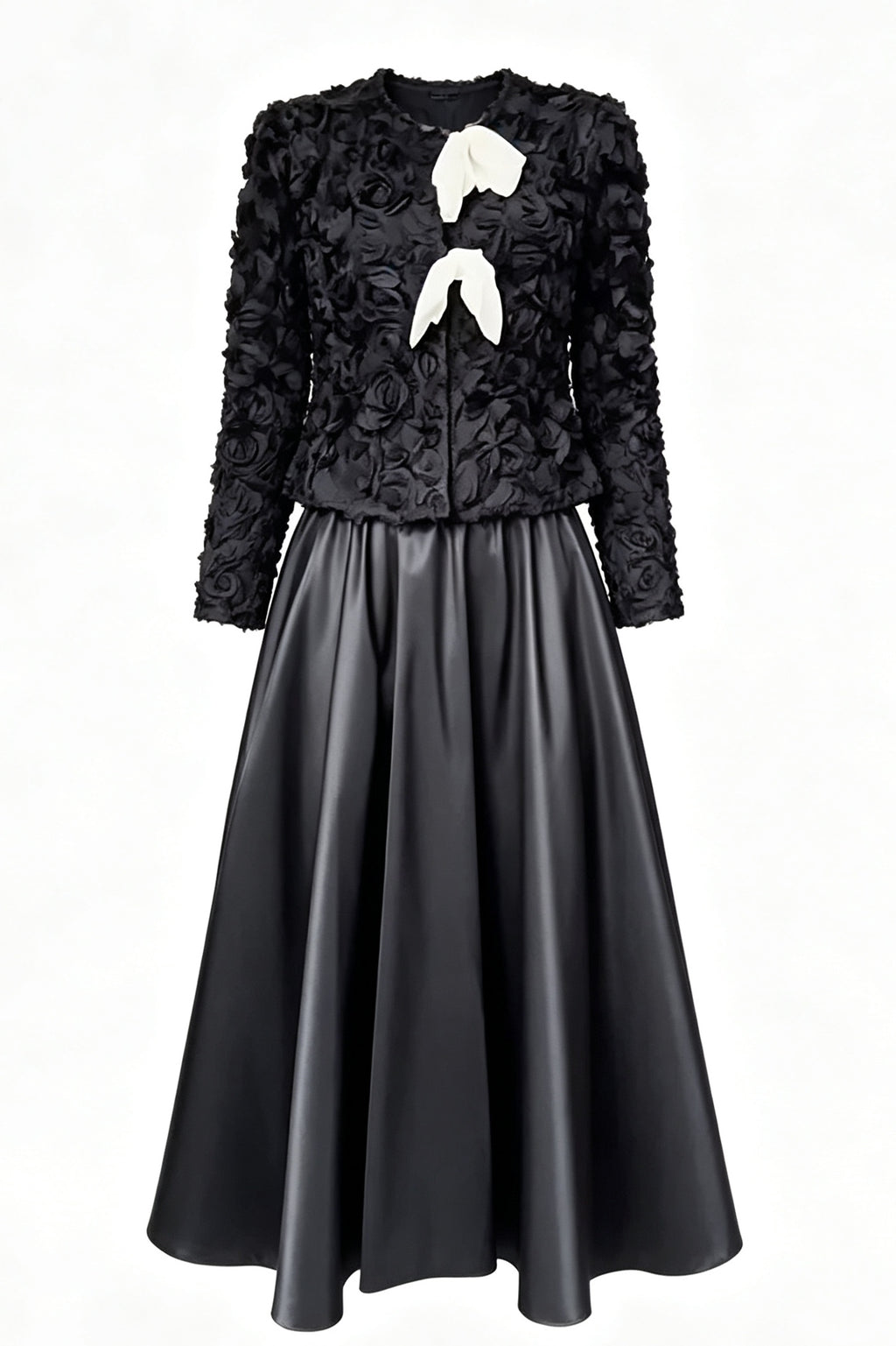 Livia Floral Bow Two Piece Midi-Black