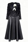 Livia Floral Bow Two Piece Midi-Black