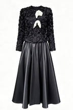 Livia Floral Bow Two Piece Midi-Black