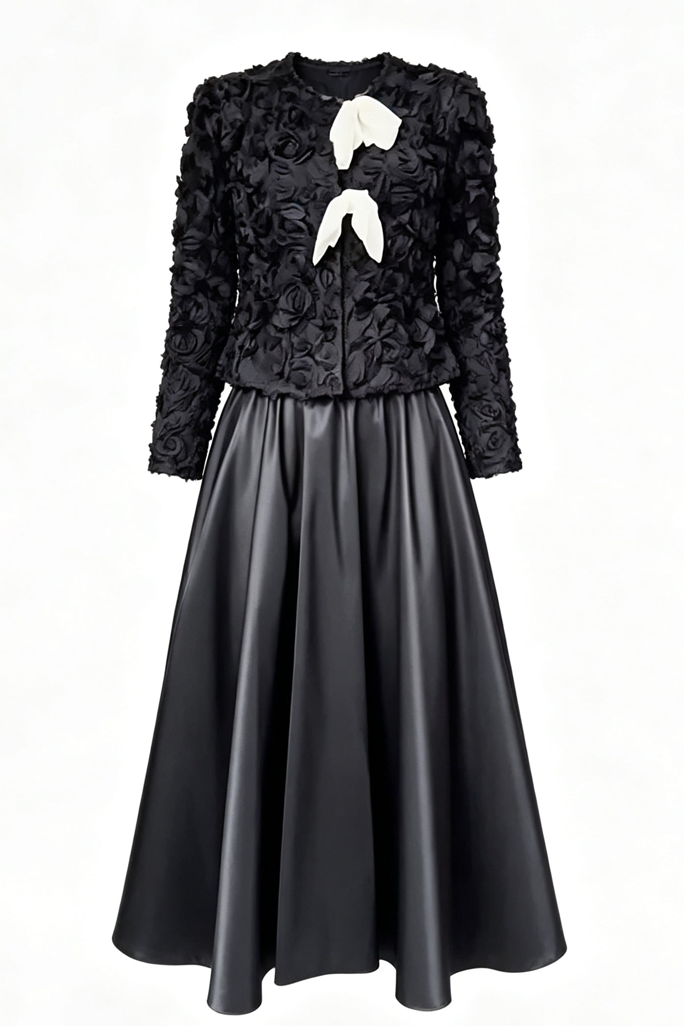 Livia Floral Bow Two Piece Midi-Black