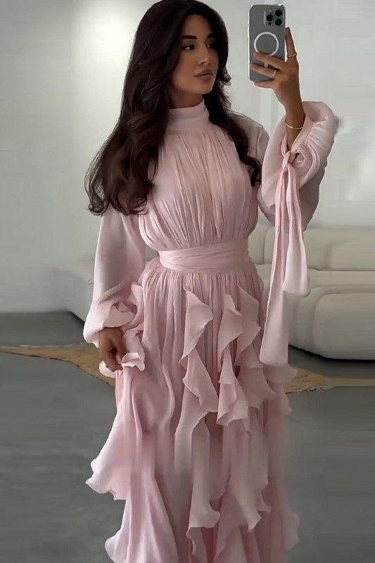 Elegant Slim-Fit Maxi Dress-Pink