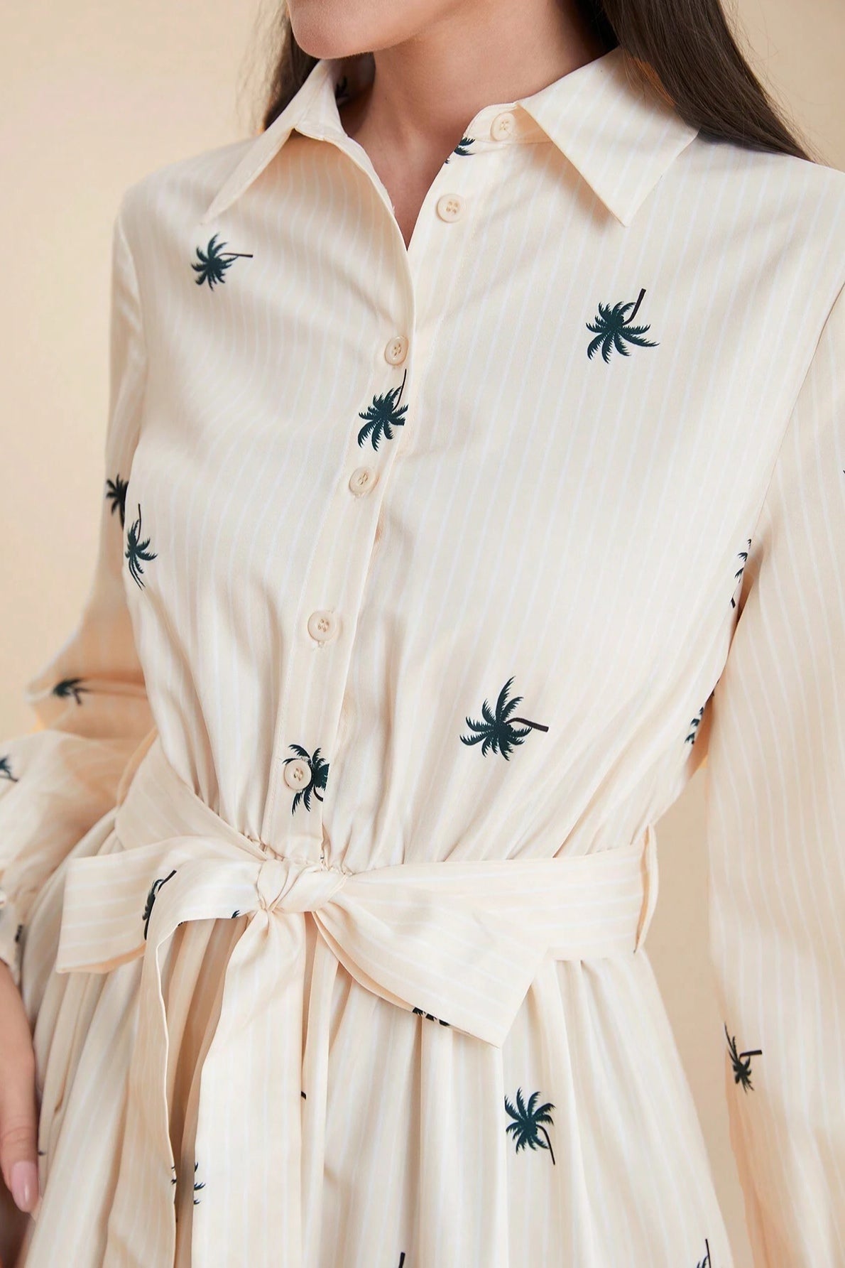 Sarah Palm Printed Tiered Dress