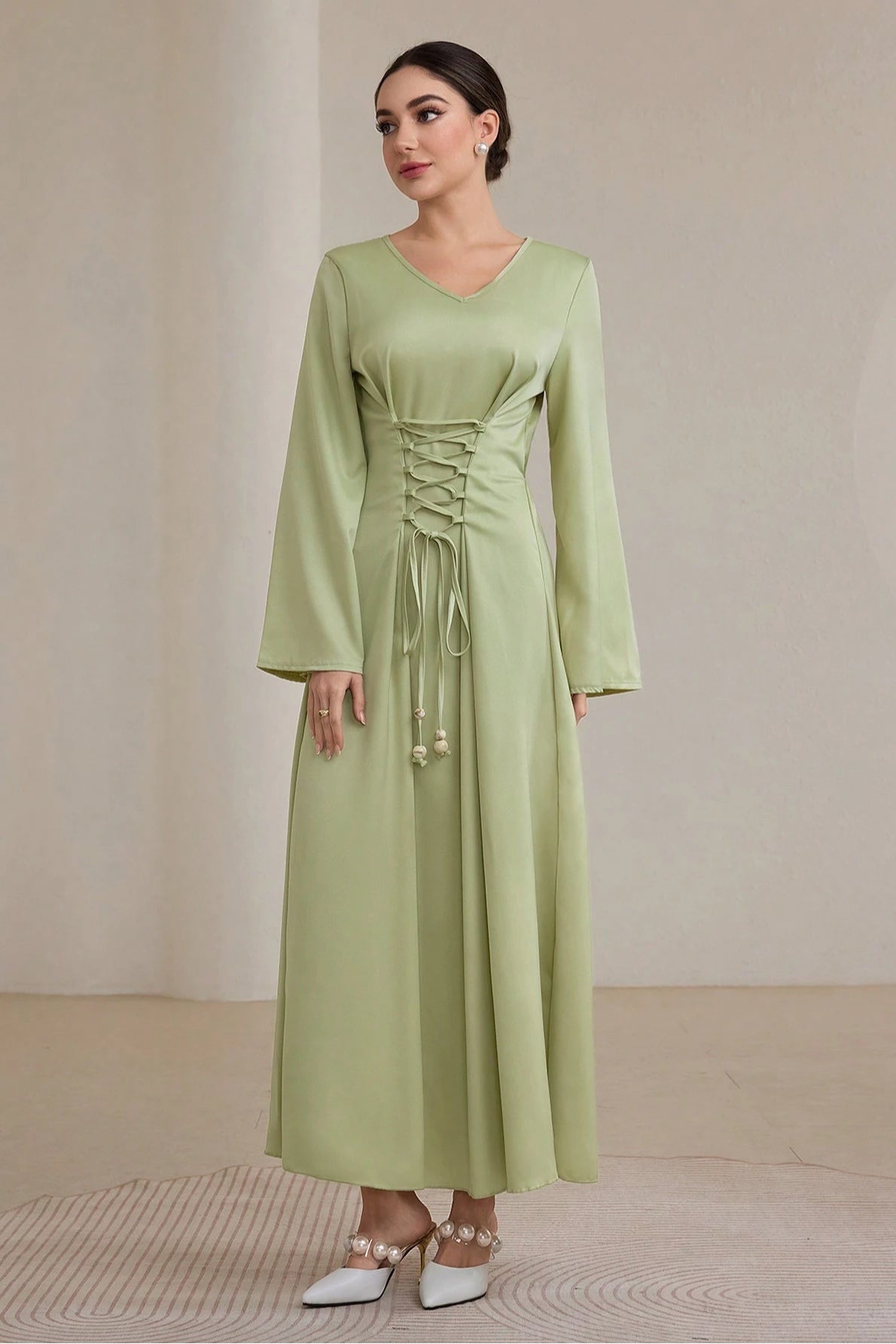 Zahra Tie Flare Sleeve Maxi Dress