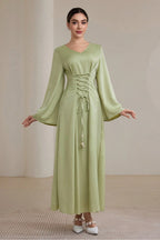 Zahra Tie Flare Sleeve Maxi Dress