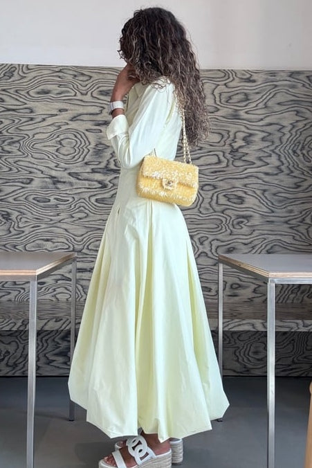 Chloe Elegant Pleated Midi Shirt Dress
