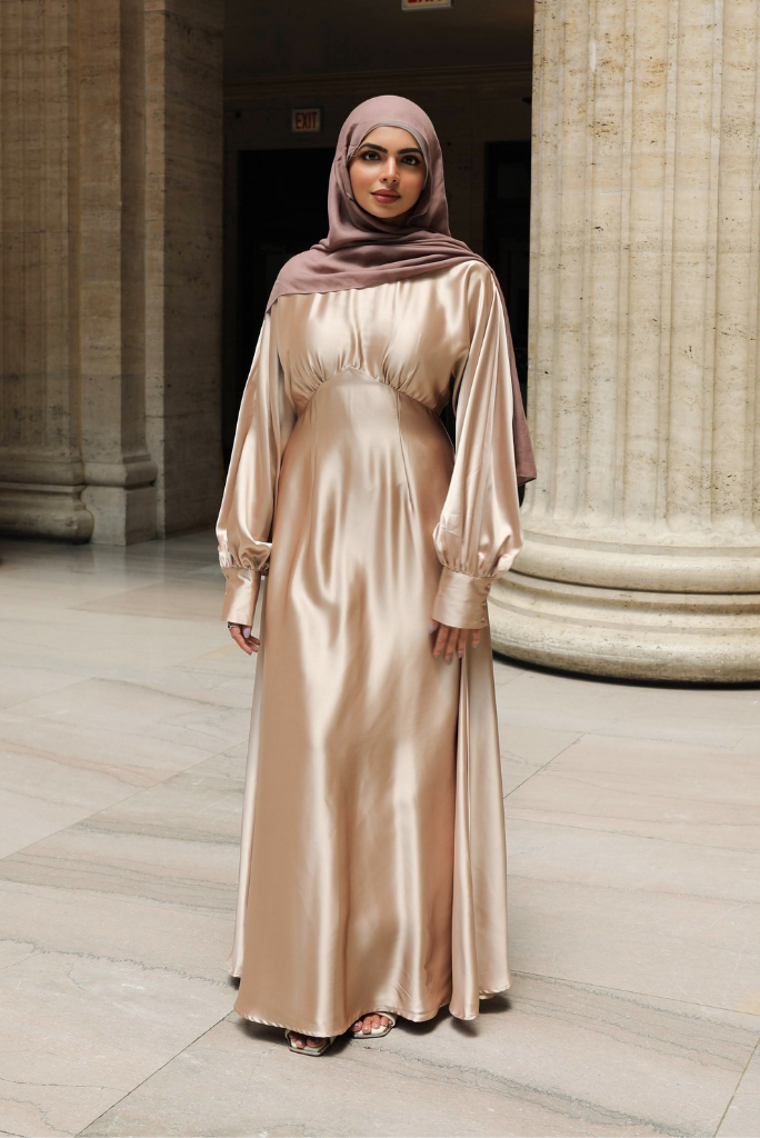 Luminous Satin Ruched-Bust Maxi Dress-Gold