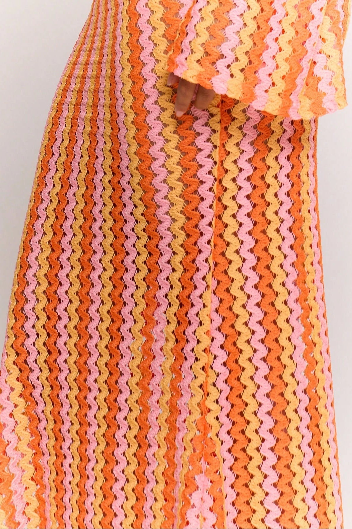 Liora Striped Knit Flare Maxi Dress-Orange