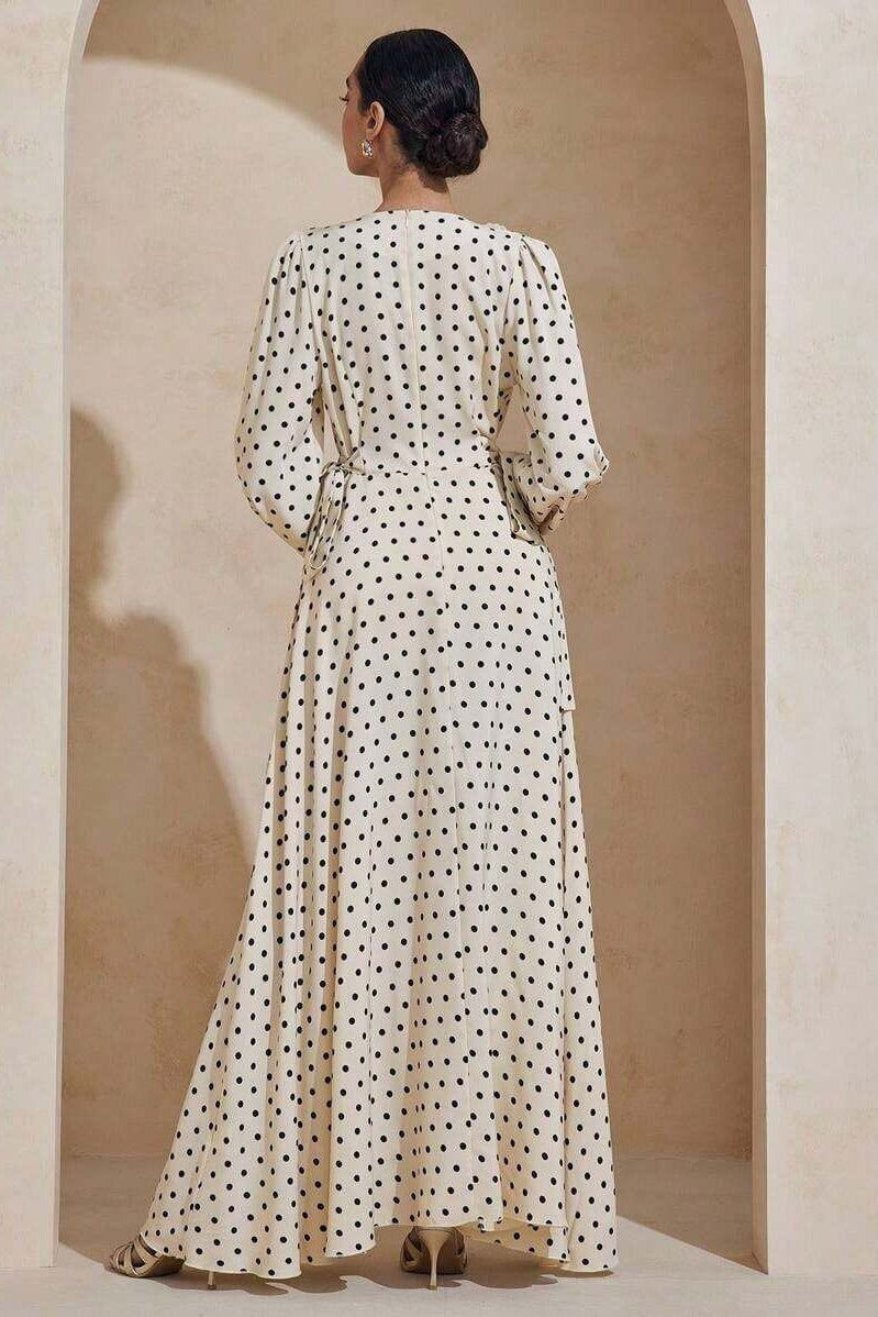 Audrey Polka Dot Tie Waist Maxi