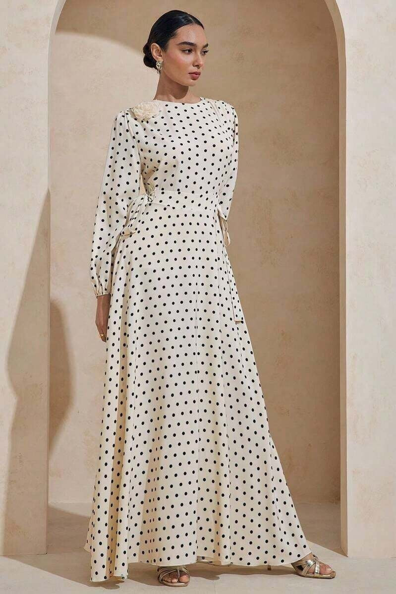 Audrey Polka Dot Tie Waist Maxi
