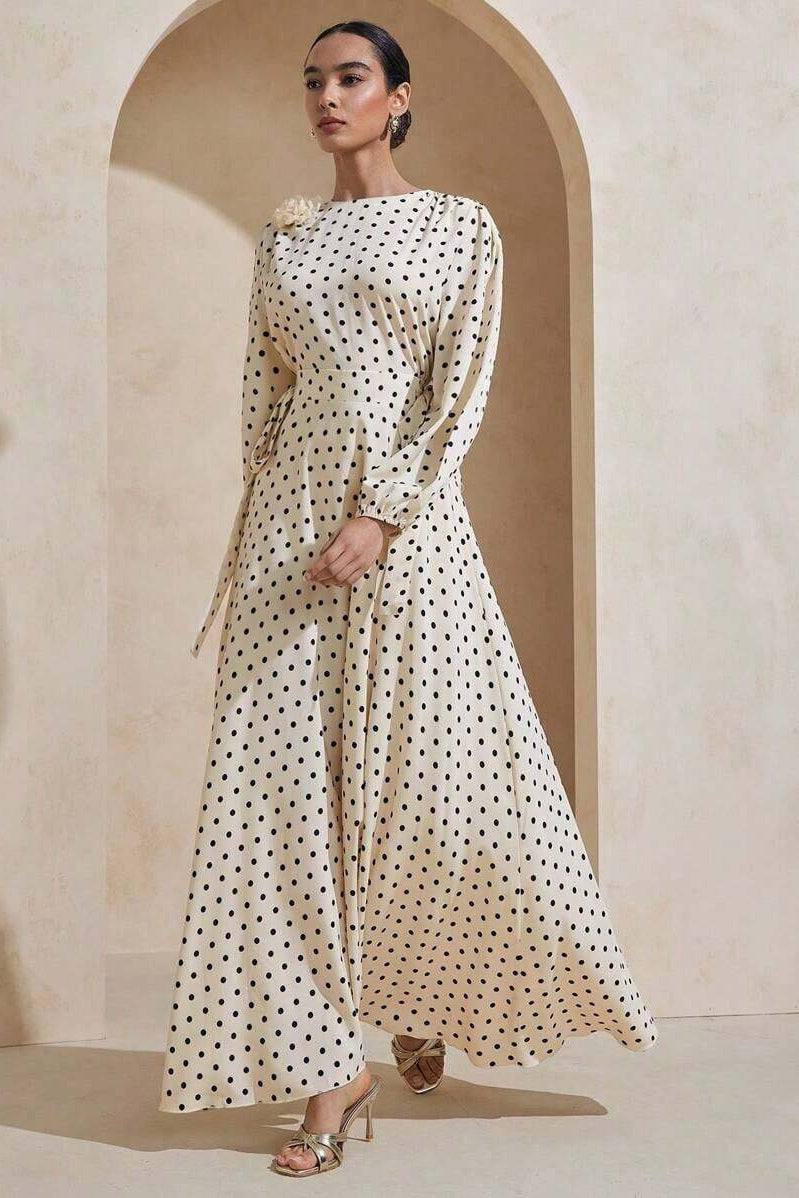 Audrey Polka Dot Tie Waist Maxi