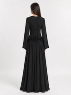 Amaya Flowerfall Gown -Black