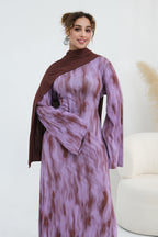 Leila Tie Dye Flare Sleeve Maxi Dress-Purple