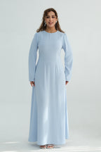 Maya Rhinestone Cape Layer Maxi Dress-Blue