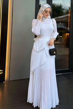 Zehra Layer Pleated Peplum Maxi