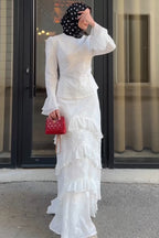 Elena Eyelet Embroidery Ruffled Skirt Set
