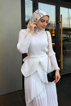 Zehra Layer Pleated Peplum Maxi