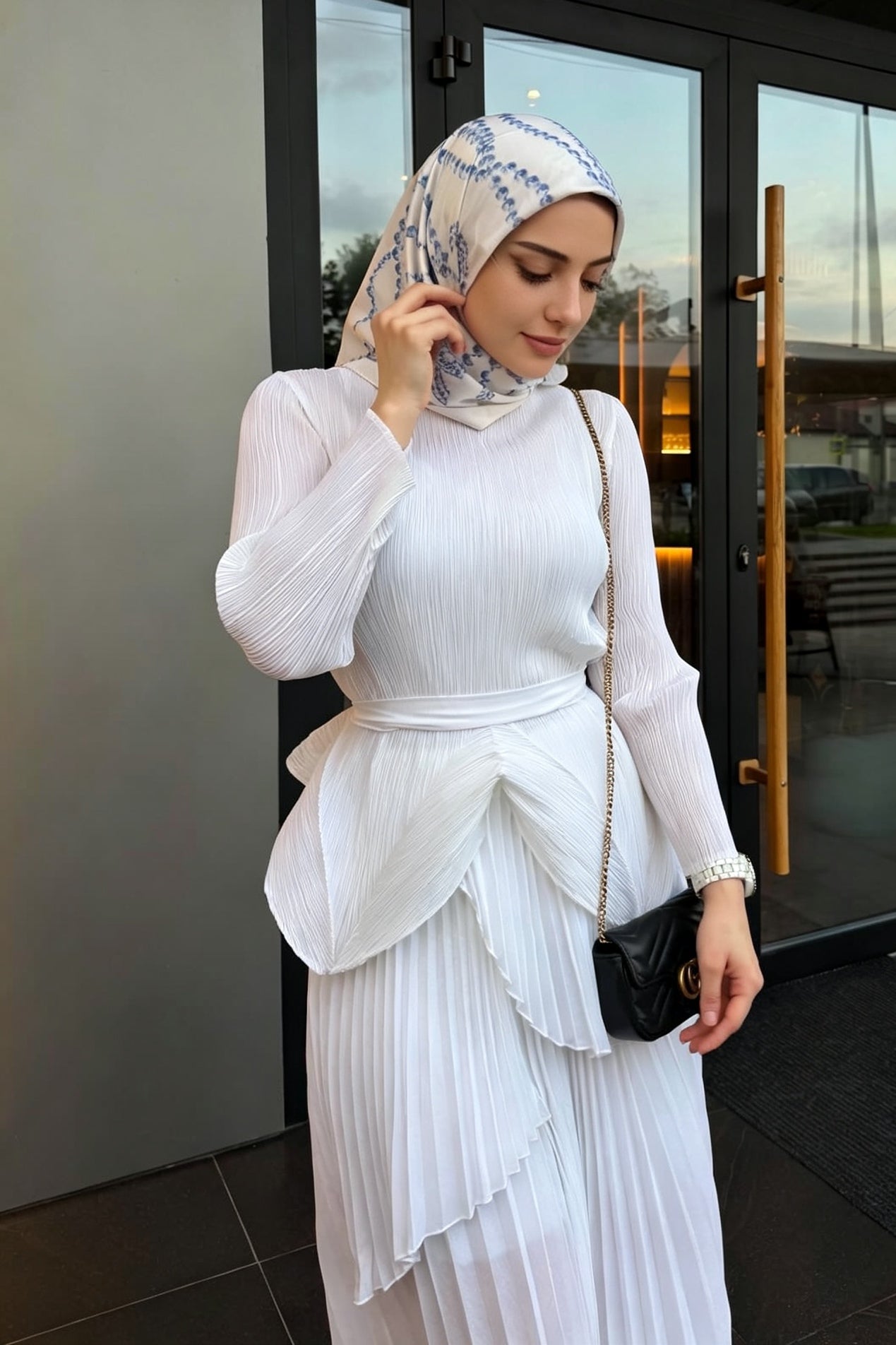 Zehra Layer Pleated Peplum Maxi