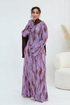Leila Tie Dye Flare Sleeve Maxi Dress-Purple