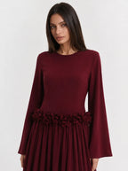 Amaya Flowerfall Gown -Wine
