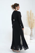 Grace Woven Mesh Maxi Dress-Black