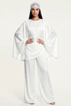 Sarah Cape Sleeve Pant Set-White