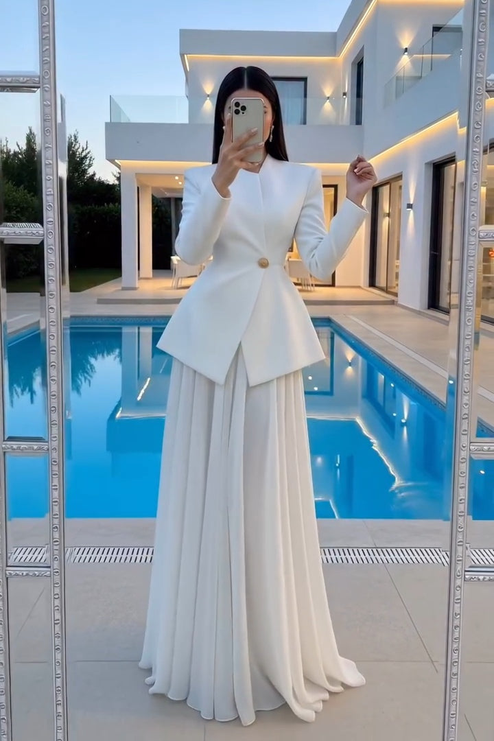 Asymmetric Blazer & Pleated Ensemble