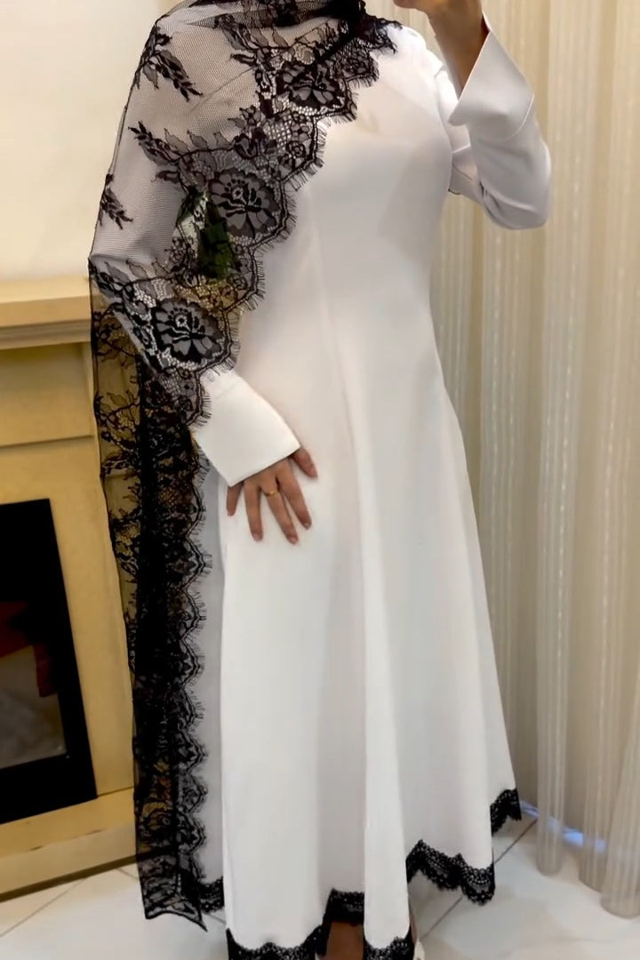 Natalie Lace Cape Trim Maxi Dress