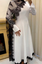 Natalie Lace Cape Trim Maxi Dress