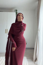 Wrapped Shroud Neck Ruched Maxi Dress