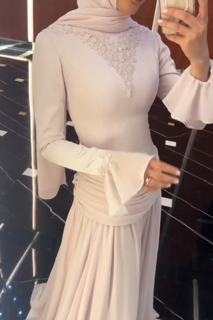 Sofia Lace Applique Flared Dress