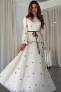 Lila Butterfly Embroidered Tie Waist Maxi Dress