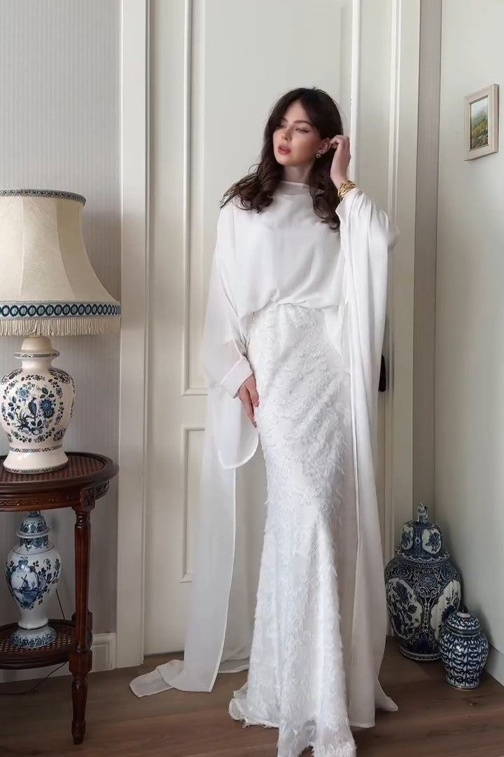 Elena Chiffon Cape Two Piece Abaya Set