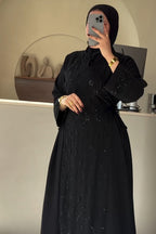 Raya Sequin Tie Waist Abaya Gown