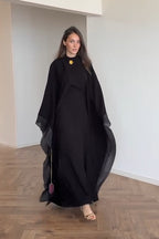 Zara Shawl Collar Shimmer Abaya Robe-Black