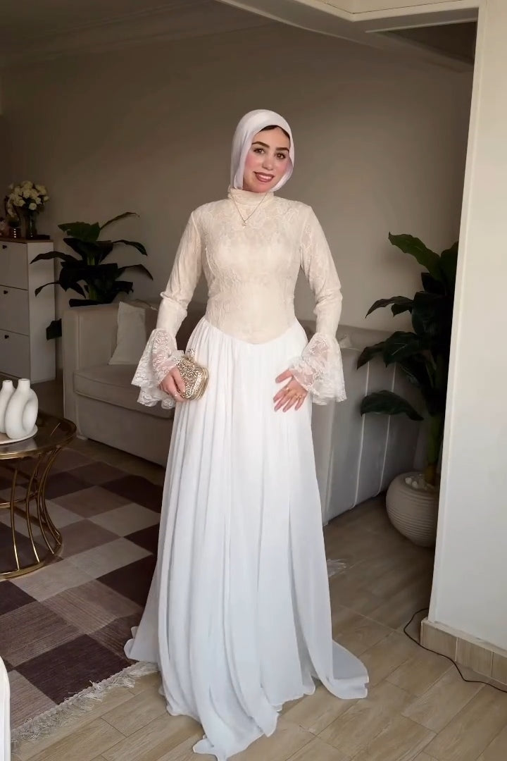 Maya Lace Flare Sleeve Two-Tier Maxi