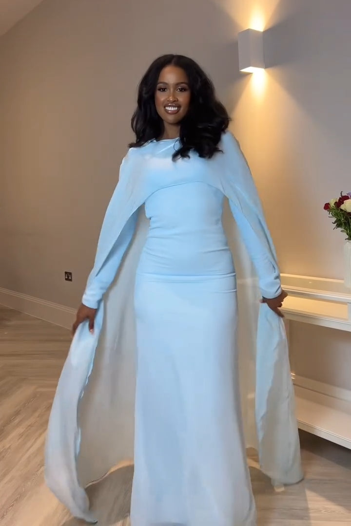 Zainab Floating Cape Sleeve Midi Dress